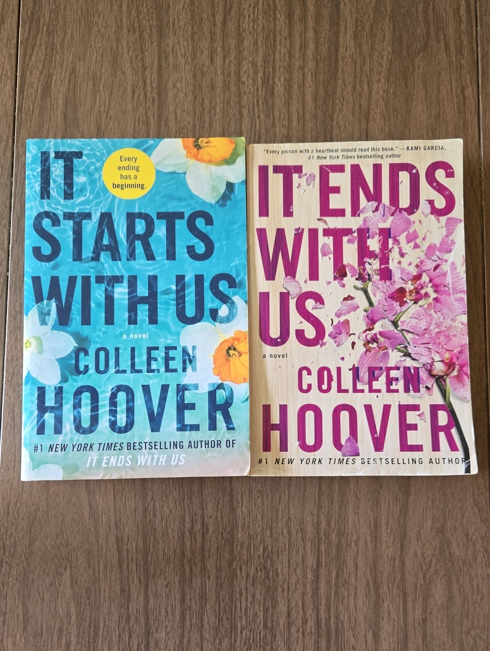 It Starts With Us & It Ends With Us by Colleen Hoover - Blue & Pink Covers
